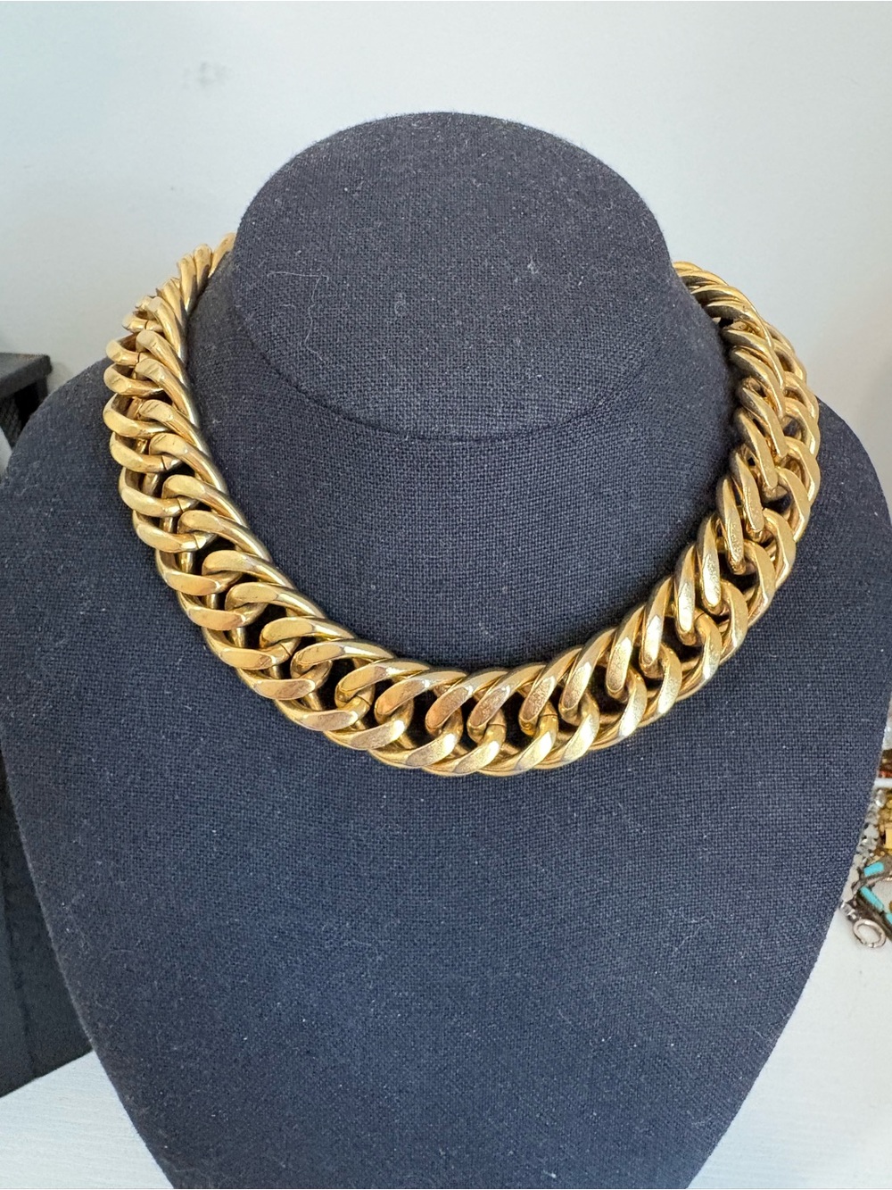 Erwin Pearl vintage necklace massive heavy gold tone 16.5” curb link